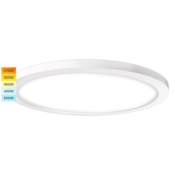 Luxrite 12 Inch Round LED Flush Mount, 22W, 5CCT, 1600 Lumens, IP54 Wet Rated, Dimmable, ETL Listed