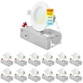 thumbnail image 1 of Luxrite 3 In. Ultra Thin LED Recessed Light, 6W, 5CCT, CRI90, 500LM, Dimmable, Wet Rated, UL Listed, Baffle Trim 12 Pack, 1 of 7