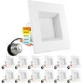 thumbnail image 1 of Luxrite 12-Pack 4 Inch Square Recessed LED Can Lights 5 Color Temperature Selectable Dimmable Wet Rated, 1 of 7