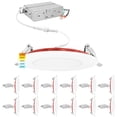 thumbnail image 1 of Luxrite 12-Pack 4 Inch Ultra Thin LED Fire Rated Recessed Lights, 5CCT, 800 Lumens, Dimmable, IC Rated, Wet Rated, ETL, 1 of 7