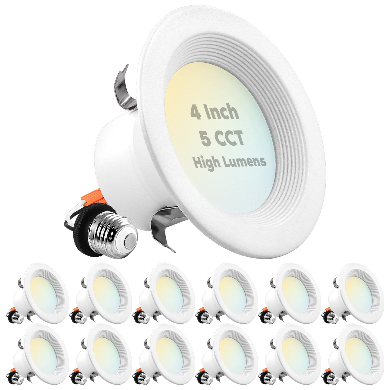 4-Inch White Aluminum LED Recessed Can Light Set