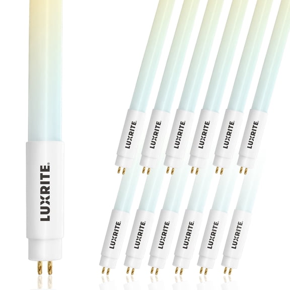 Luxrite 12-Pack 4FT T5 LED Tube Lights, 24W=54W, 4CCT 3500K-6500K, 45.79", Ballast Bypass, 3200LM