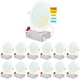 thumbnail image 1 of Luxrite 12 Pack 6 inch Ultra Thin LED Recessed Light J-Box 14W 5 Color Options Dimmable 1150 Lumens Baffle IC Rated, 1 of 7