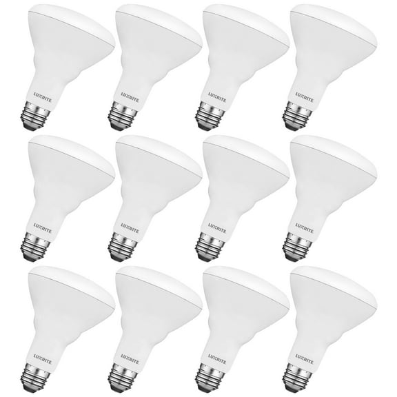 Luxrite 12-Pack BR30 LED Bulb, 65W Equivalent, 2700K Warm White, Dimmable, 650 Lumens, LED Flood Light Bulbs, 8.5W, Energy Star, E26 Medium Base, Damp Rated, Indoor/Outdoor - Living Room and Kitchen
