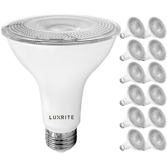 Luxrite 12-Pack LED PAR30 Flood Light Bulb 2700K Warm White 850 Lumens 11W Dimmable Wet Rated E26 Base UL Listed