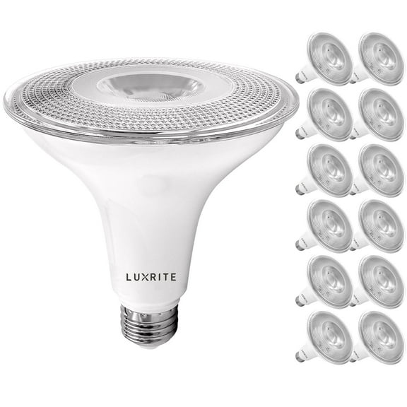 Luxrite 12-Pack LED PAR38 Flood Light Bulb 2700K Warm White 1250 Lumens 15W Dimmable Wet Rated E26 Base UL Listed