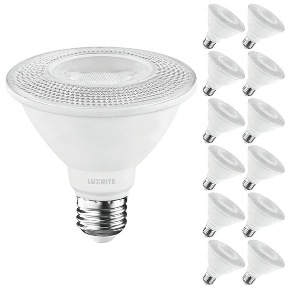 Luxrite 12-Pack PAR30 Short Neck LED Flood Light Bulb, 11W=75W, 2700K Warm White, 900LM, Dimmable, UL, E26 Base