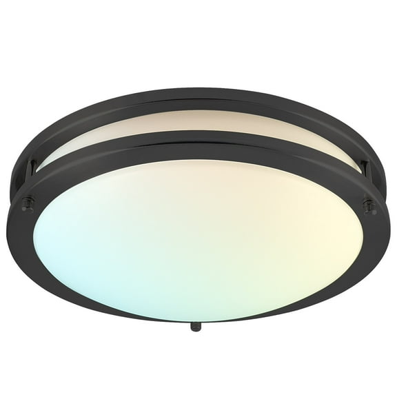 Luxrite 12 inch LED Flush Mount Ceiling Light, 5 Color Selectable 2700K-5000K, Dimmable, 14W, 1120 Lumens, ETL Listed, Matte Black