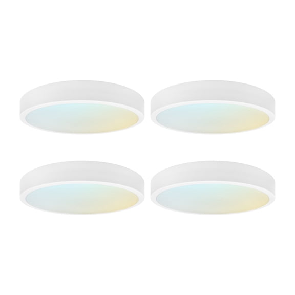 Luxrite 13 Inch LED Flush Mount Light, 28W, 1800LM, CRI90, 5CCT, 120 Beam Angle, Dimmable, ETL, Damp Rated White 4 Pack