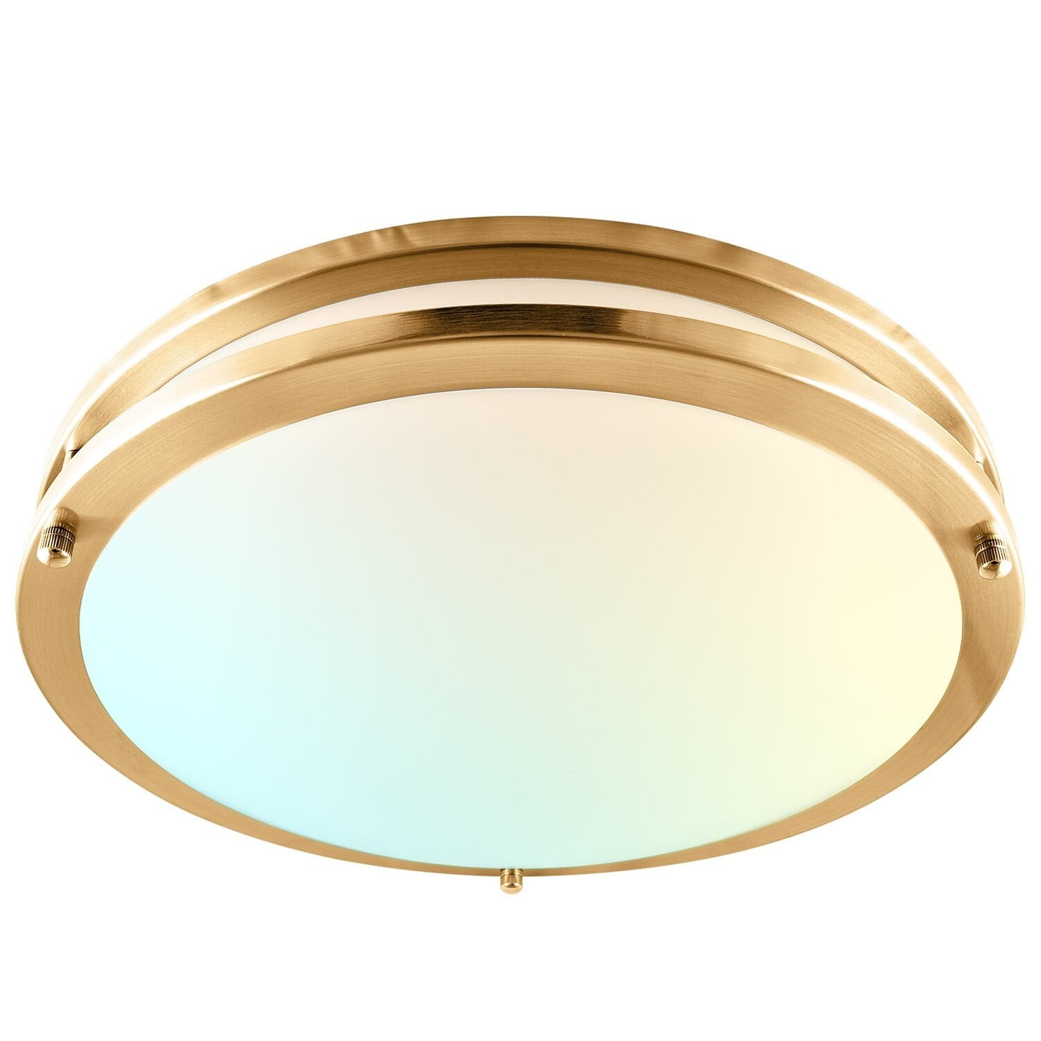 Elegant 14" Brushed Brass LED Flush Mount Ceiling Light with Dimmable 5 Color Options