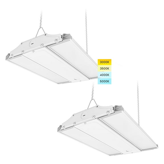 Luxrite 14 Inch Linear High Bay LED Shop Lights 80/110/150W, Up to 20500 Lumens 4CCT 0-10V Dimmable 120-277V UL 2 Pack