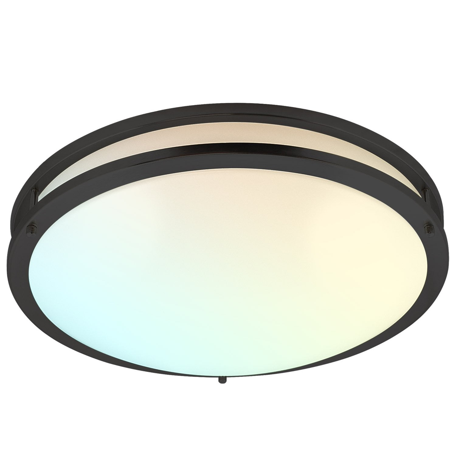 Modern Matte Black LED Flush Mount Ceiling Light, 18", 5-Color Adjustable