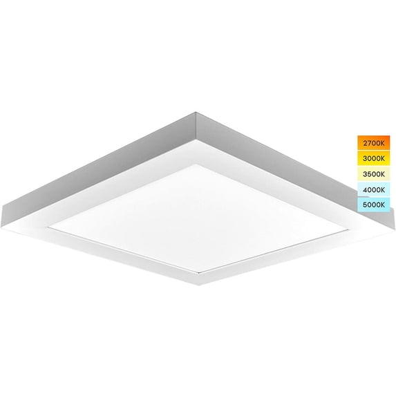 Luxrite 1x1 FT LED Panel Flush Mount Lights, 18W Edge-Lit, 5 Color Selectable, 1500 Lumens, Damp Rated, UL Listed