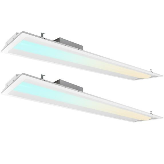 Luxrite 1x4 FT LED Troffer Panel Light 16/20/30W 3 Color Selectable, Dimmable 2000/2500/3750 Lumens Damp Rated 2-Pack