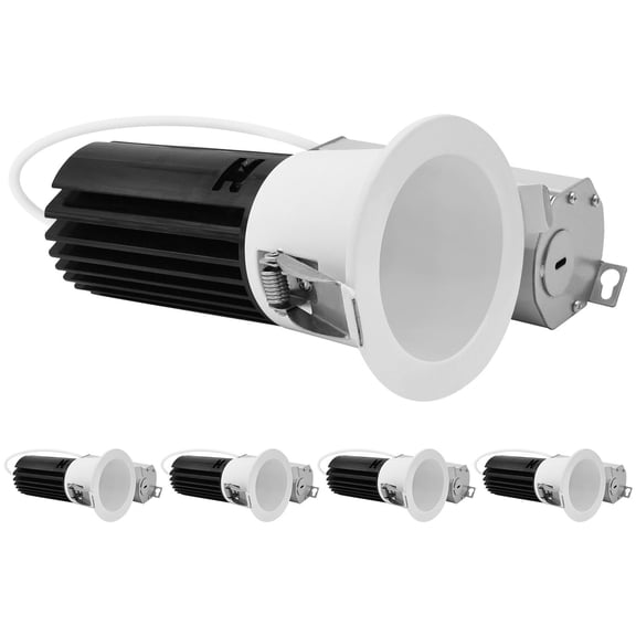 Luxrite 2 Inch LED Deep Regressed Canless Light, 5CCT, 1000LM, 15W, 38 Beam, CRI90, Dimmable, 120V, IC Rated ETL 4 Pack