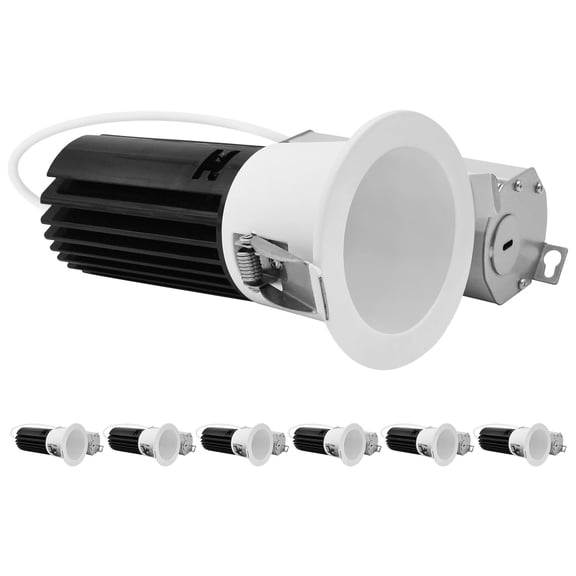 Luxrite 2 Inch LED Deep Regressed Canless Light, 5CCT, 1000LM, 15W, 38 Beam, CRI90, Dimmable, 120V, IC Rated ETL 6 Pack