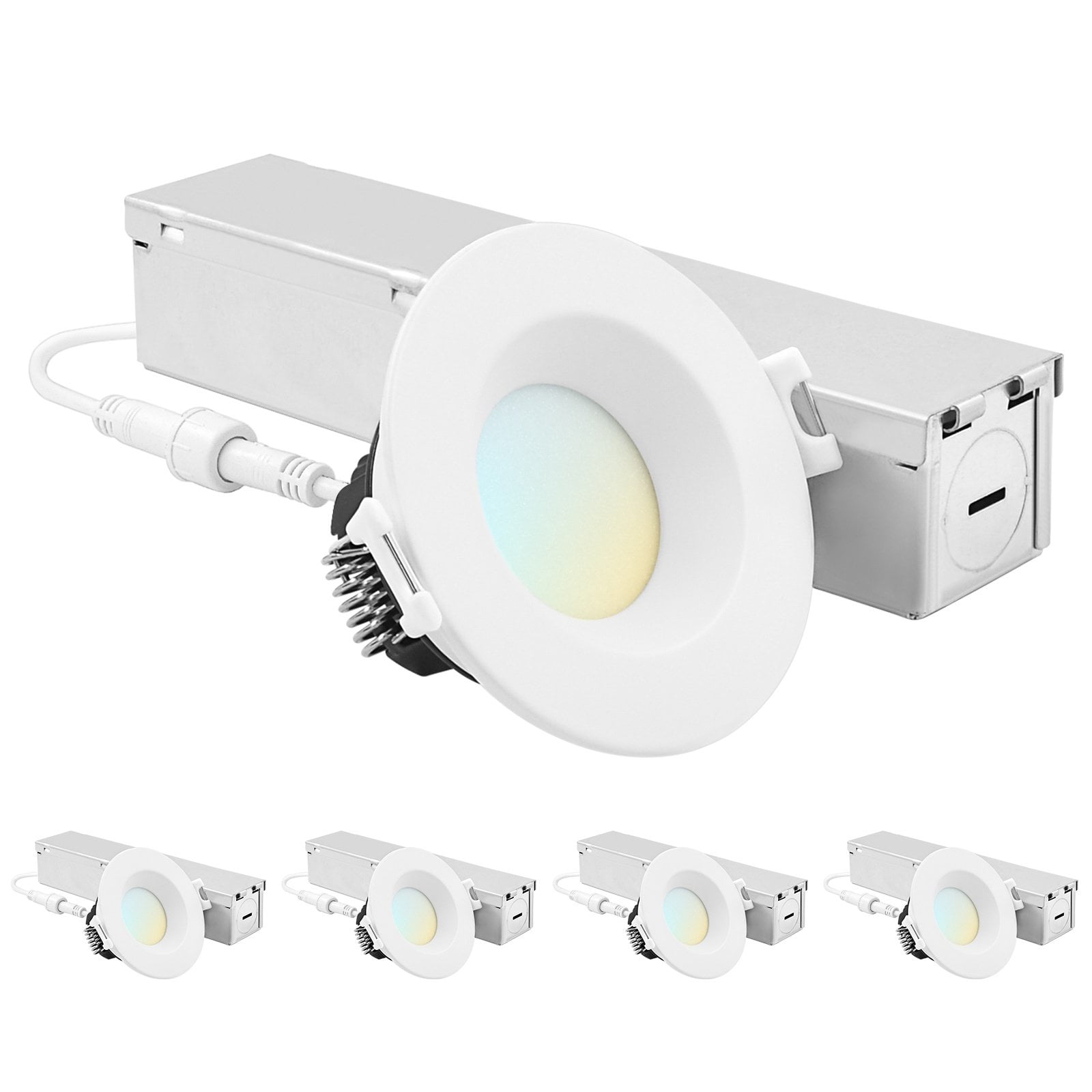 Luxrite 2 Inch LED Recessed Ceiling Light J-Box 8W 5CCT 660 Lumens ...