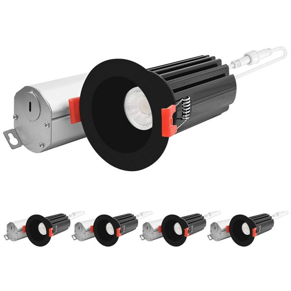 Luxrite 2" LED Recessed Lighting, 15W, 5CCT 2700K-5000K, 1000LM, Dimmable, Wet Rated, Black 4-Pack