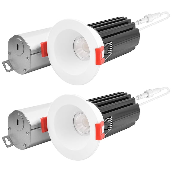 Luxrite 2" LED Recessed Lighting, 15W, 5CCT 2700K-5000K, 1000 Lumens, Dimmable, Wet Rated 2-Pack