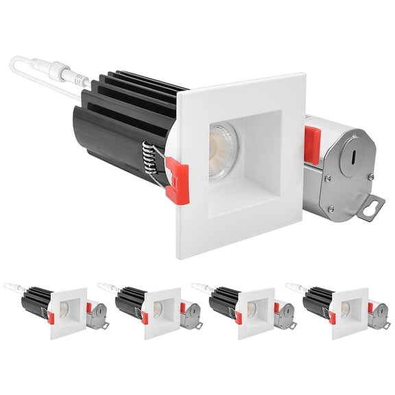 Luxrite 2" Square LED Recessed Light J-Box 15W 5CCT 1000LM Wet Rated 4 Pack