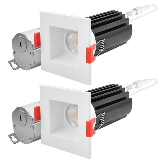 Luxrite 2" Square LED Recessed Lighting, 15W, 5CCT 2700K-5000K, 1000LM, Dimmable, Wet Rated 2-Pack