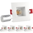 thumbnail image 1 of Luxrite 2 inch Square Dimmable LED Recessed Light with J-Box, 8W =50W, 5000K Bright White, 600 Lumens, White 4-Pack, 1 of 7