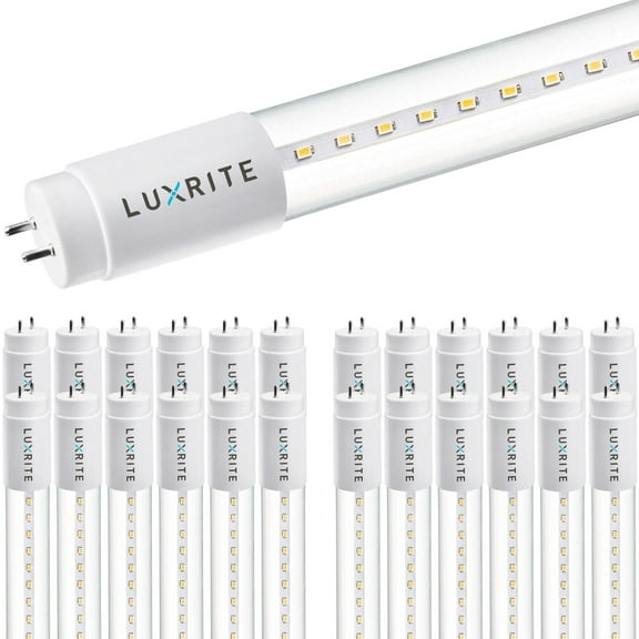 Luxrite 25-Pack 4FT T8 LED Tube Light Ballast and Ballast Bypass 13W=32W 3000K Soft White Damp Rated UL Listed