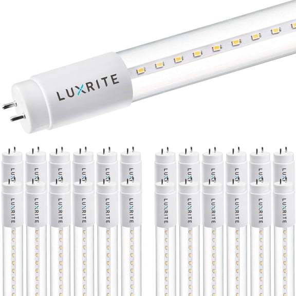 Luxrite 25-Pack 4FT T8 LED Tube Light Ballast and Ballast Bypass 13W=32W 6500K Daylight Damp Rated UL Listed