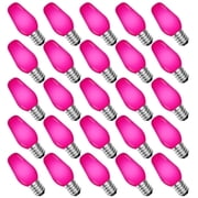 Luxrite 25-Pack C7 LED Pink Replacement Light Bulbs for String Lights 0.5W Colored Bulb Enclosed Fixture Rated UL E12 Indoor Outdoor
