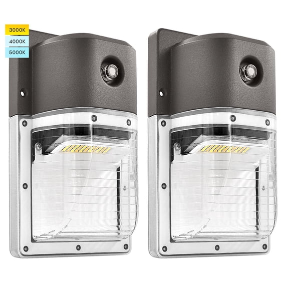 Luxrite 26W LED Wall Pack Light with Photocell, 3120 Lumens, 3 Color Selectable, Dusk to Dawn Wall Light, IP65 2 Pack