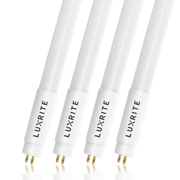 Luxrite 2FT T5 LED Tube Lights, 24W=54W, 4000K Cool White, 45.78 inch, Ballast and Ballast Bypass Compatible, Damp Rated 4-Pack