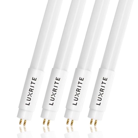Luxrite 2FT T5 LED Tube Lights, 24W=54W, 5000K Bright White, 45.78 inch, Ballast and Ballast Bypass Compatible, Damp Rated 4-Pack