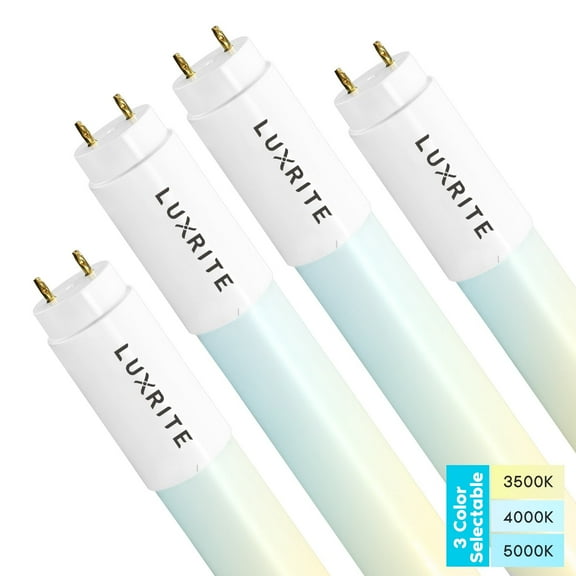 Luxrite 2FT T8 LED Tube Light, Type A+B, 8W=17W, 3 Colors 3500K 4000K 5000K, Single and Double End Powered, Plug and Play or Ballast Bypass, 960 Lumens, F17T8, Frosted Cover, UL, DLC 4-Pack