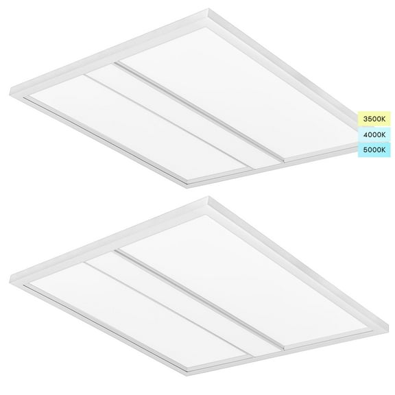Luxrite 2x2 FT LED Panel Lights 25/30/35W, 3CCT 3500K/4000K/5000K, 2750/3300/3850LM, Dimmable 110-277V DLC UL 2 Pack