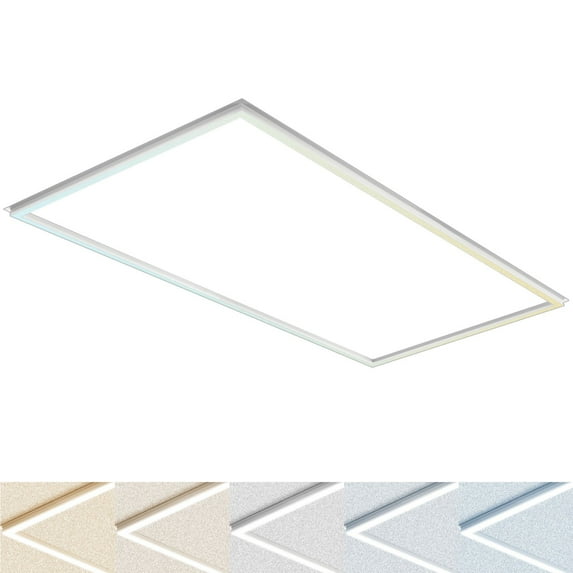 Luxrite 2x4 FT Edge-Lit Frame LED Panel Lights, 5CCT 3000K-6500K, 5200/6500/7800LM, 0-10V Dimmable, Damp Rated, ETL
