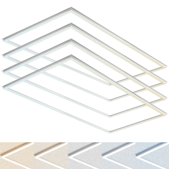 Luxrite 2x4 FT Edge-Lit Frame LED Panel Lights, 5CCT 3000K-6500K, 5200/6500/7800LM, Dimmable, Damp Rated, ETL 4 Pack