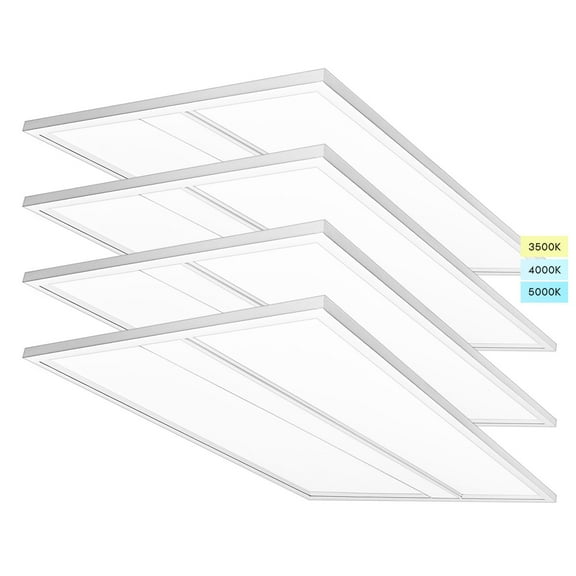 Luxrite 2x4 FT LED Panel Lights 30/40/50W, 3CCT 3500K/4000K/5000K, 3300/4400/5500LM, Dimmable 110-277V DLC UL 4 Pack