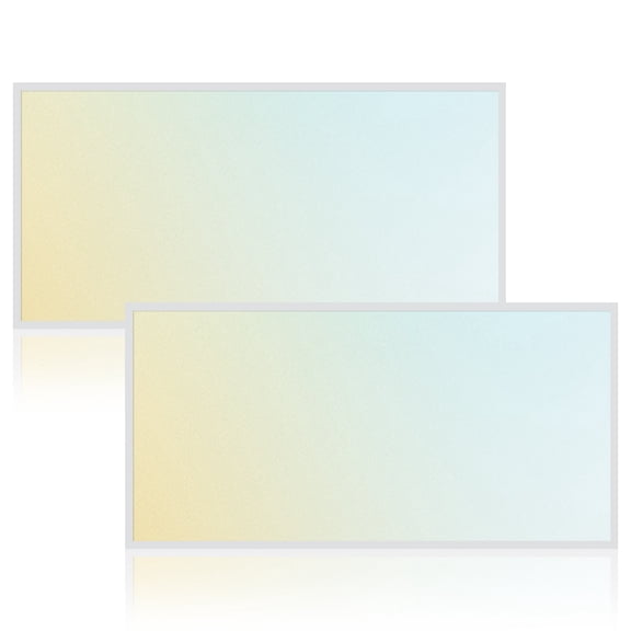 Luxrite 2x4FT LED Backlit Flat Panel Light, 5CCT, 50W-70W, Up to 8500LM, 120 Beam, Dimmable 0-10V Damp Rated ETL 2 Pack