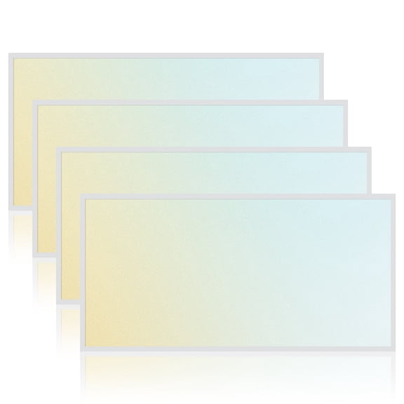 Luxrite 2x4FT LED Backlit Flat Panel Light, 5CCT, 50W-70W, Up to 8500LM, 120 Beam, Dimmable 0-10V Damp Rated ETL 4 Pack