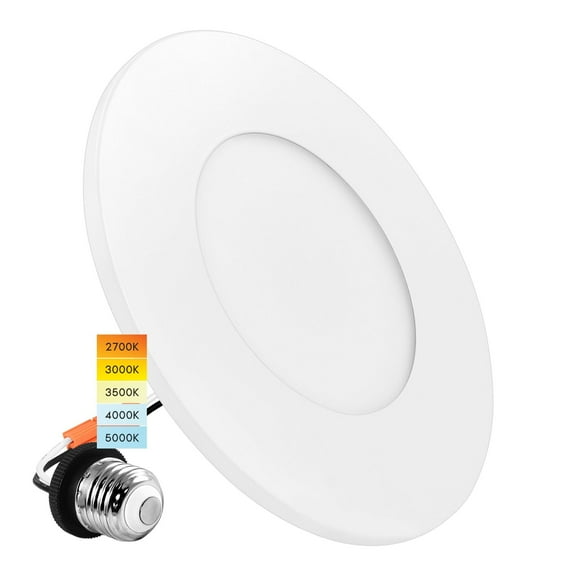 Luxrite 3-4 Inch LED Ceiling Light, 5CCT 2700K-5000K, 650LM, J-Box or 4 Inch Housing, Wet Rated, UL