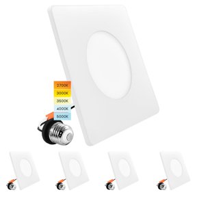 Luxrite 3-4 Inch LED Ceiling Light, 5CCT 2700K-5000K, 650LM, J-Box or 4 ...