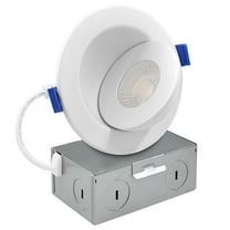 Luxrite 3" Floating Gimbal LED Trimless Recessed Light J-Box CRI 90 5CCT Dimmable 8W 700 Lumens Damp Rated IC Rated ETL