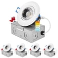 thumbnail image 1 of Luxrite 3 Inch Gimbal LED Recessed Light, 5CCT Selectable 2700K-5000K, Dimmable, 600 Lumens, 8W, Damp Rated 4 Pack, 1 of 7