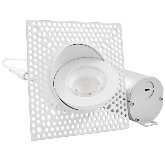 Luxrite 3 Inch Gimbal LED Trimless Recessed Light, 5CCT 2700K-5000K, Dimmable, 12W, 900LM, Damp & IC Rated, ETL