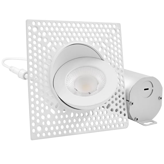 Luxrite 3 Inch Gimbal LED Trimless Recessed Light, 5CCT 2700K-5000K, Dimmable, 12W, 900LM, Damp & IC Rated, ETL