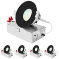thumbnail image 1 of Luxrite 3 Inch LED Recessed Ceiling Light, 10W, 5CCT 2700K-5000K, 800LM, Dimmable - Black 4-Pack, 1 of 7