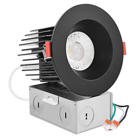 Luxrite 3 Inch LED Recessed Lights with J-Box, CRI 90, 5CCT 2700K-5000K, 1000LM, 15W, Dimmable, Wet Rated, Black