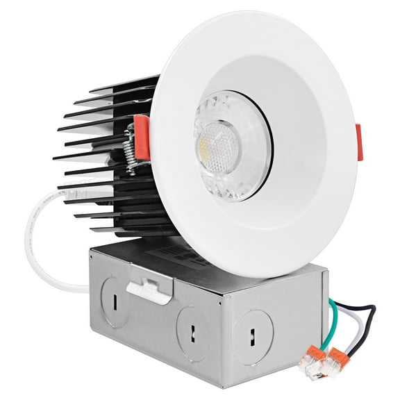 Luxrite 3 Inch LED Recessed Lights with J-Box, CRI 90, 5CCT 2700K-5000K, 1000LM, 15W, Dimmable, Wet Rated