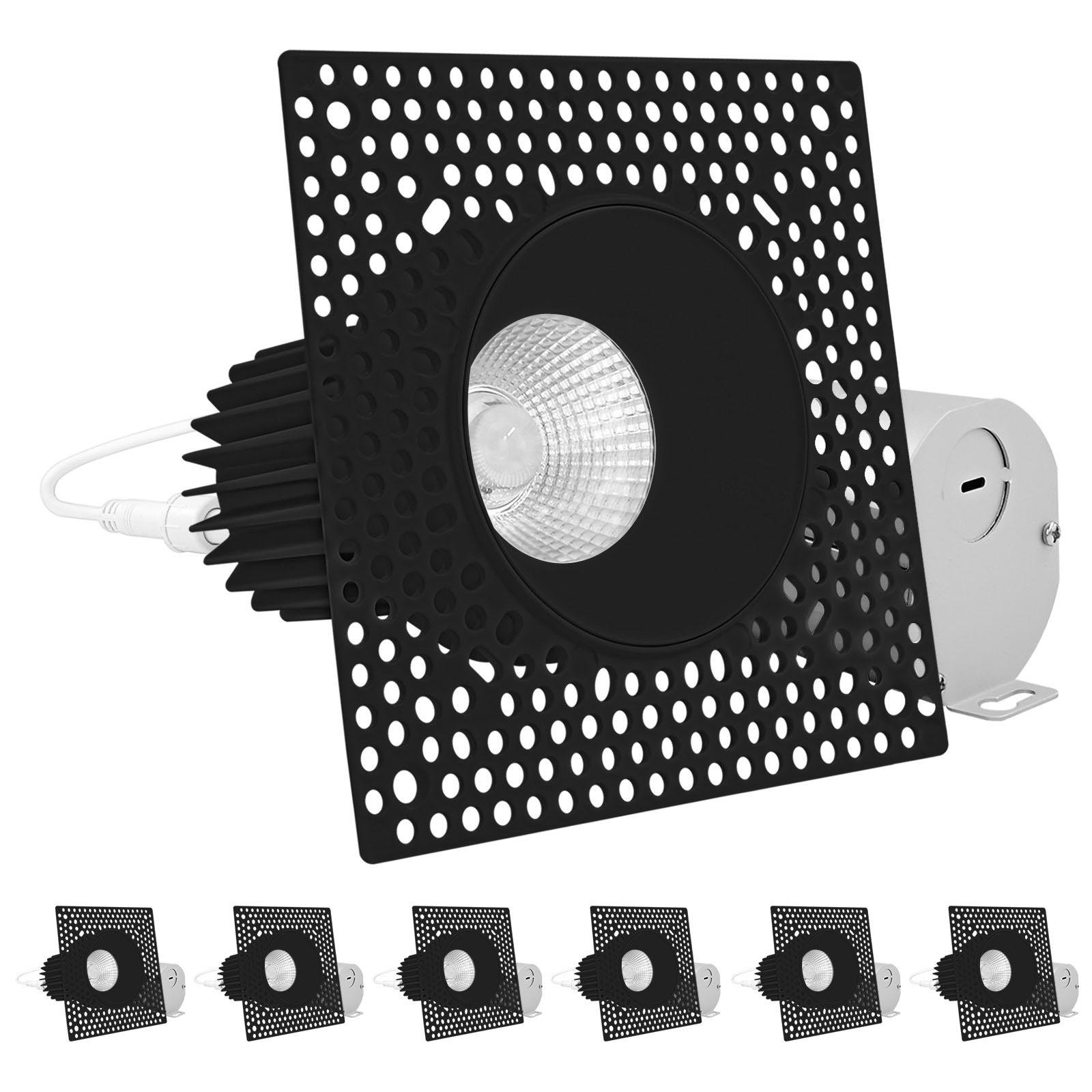 Luxrite 3 Inch Trimless LED Black Recessed Lighting, 15W, 1100LM, 5CCT ...