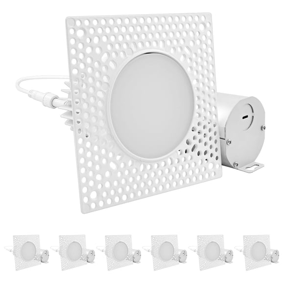 Luxrite 3 Inch Trimless Recessed LED Light, 15W, 5CCT 2700K-5000K, Dimmable, 1100LM, Damp & IC Rated, ETL 6 Pack